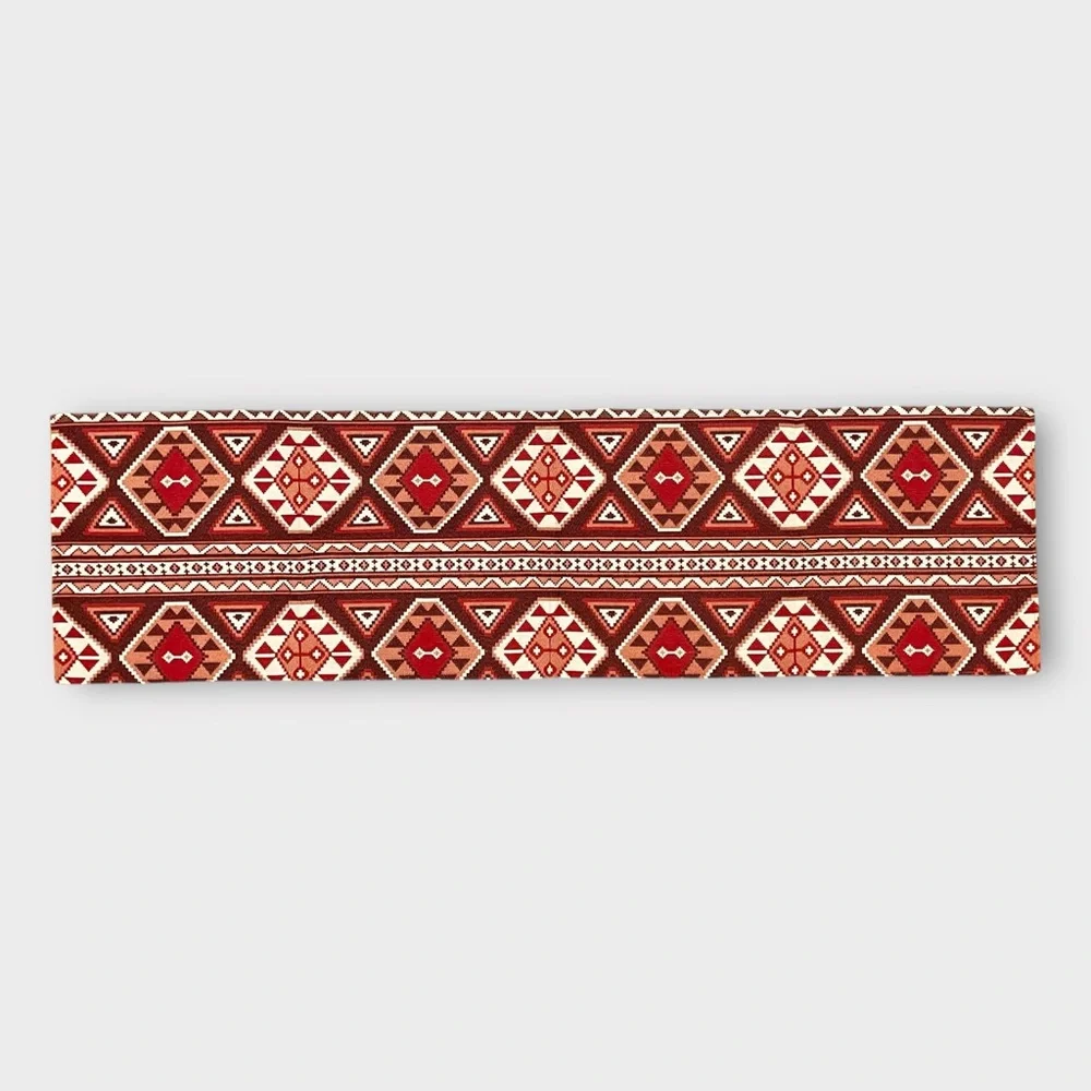 SOUTHWEST boho tribal Aztec table runner red & cream tones size 52” x 15”